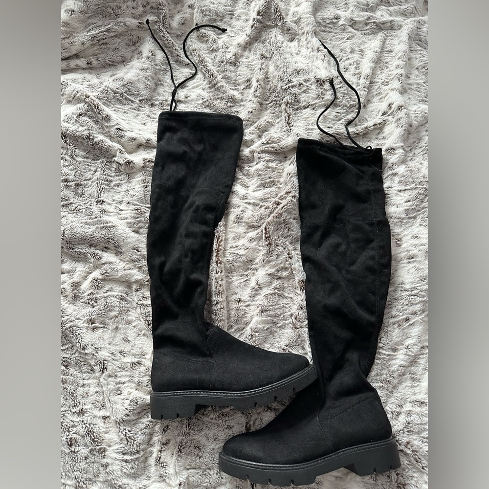 Over the knee boots with tie. Worn once. Size 7.5